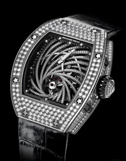 Replica Richard Mille RM 51-02 Diamond Twister Watch White Gold - Diamonds - Black Sapphires - Alligator Strap